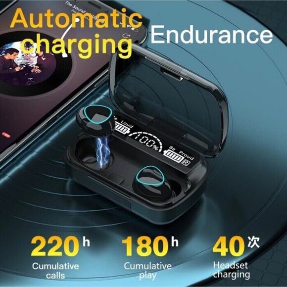 2025 Bluetooth 5.3 Headphones Earbuds for Apple & Android + Charging Case - NEW! - Picture 8 of 9